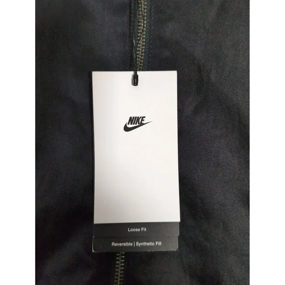 NIke Reversible Bomber Jacket Womens M‎ Black Loose Fit Full Zip